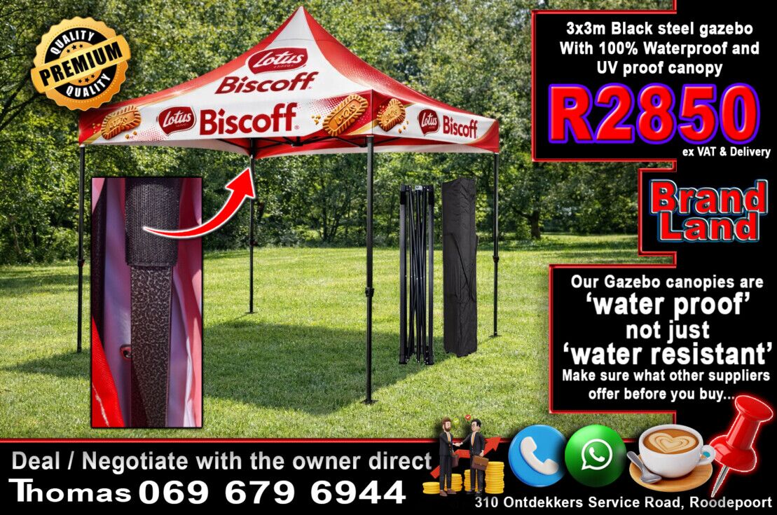 We manufacture branded gazebos, banners and flags. Buy your custom printed display products for indoor and outdoor events online
