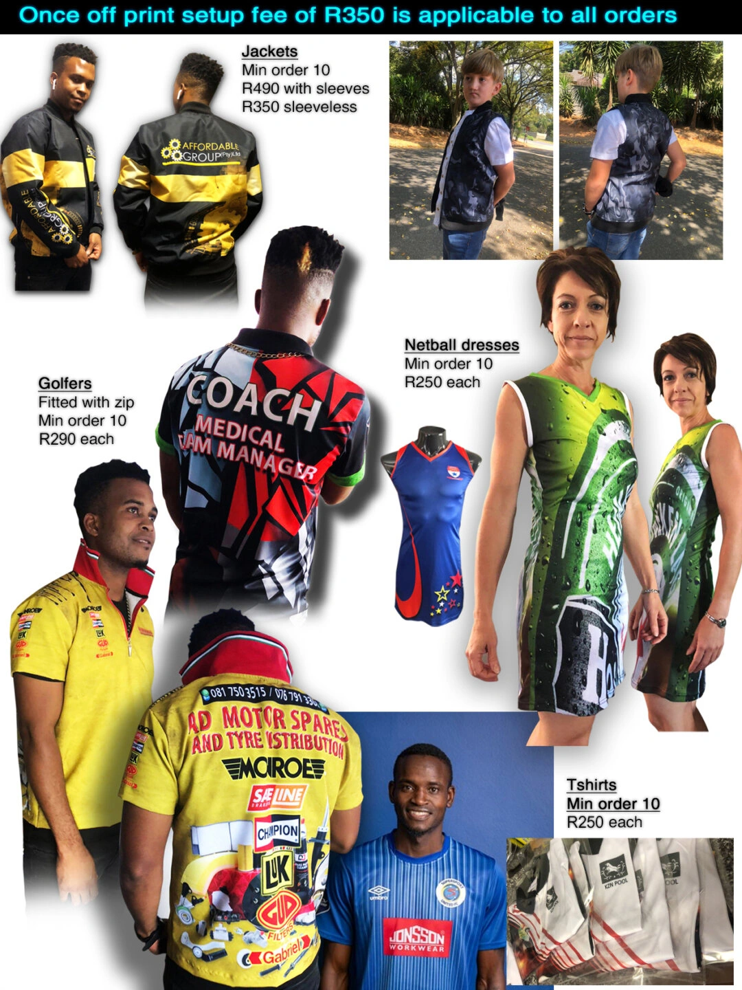 Sublimated clothing made to order We offer the best quality sublimated clothing in South Africa
