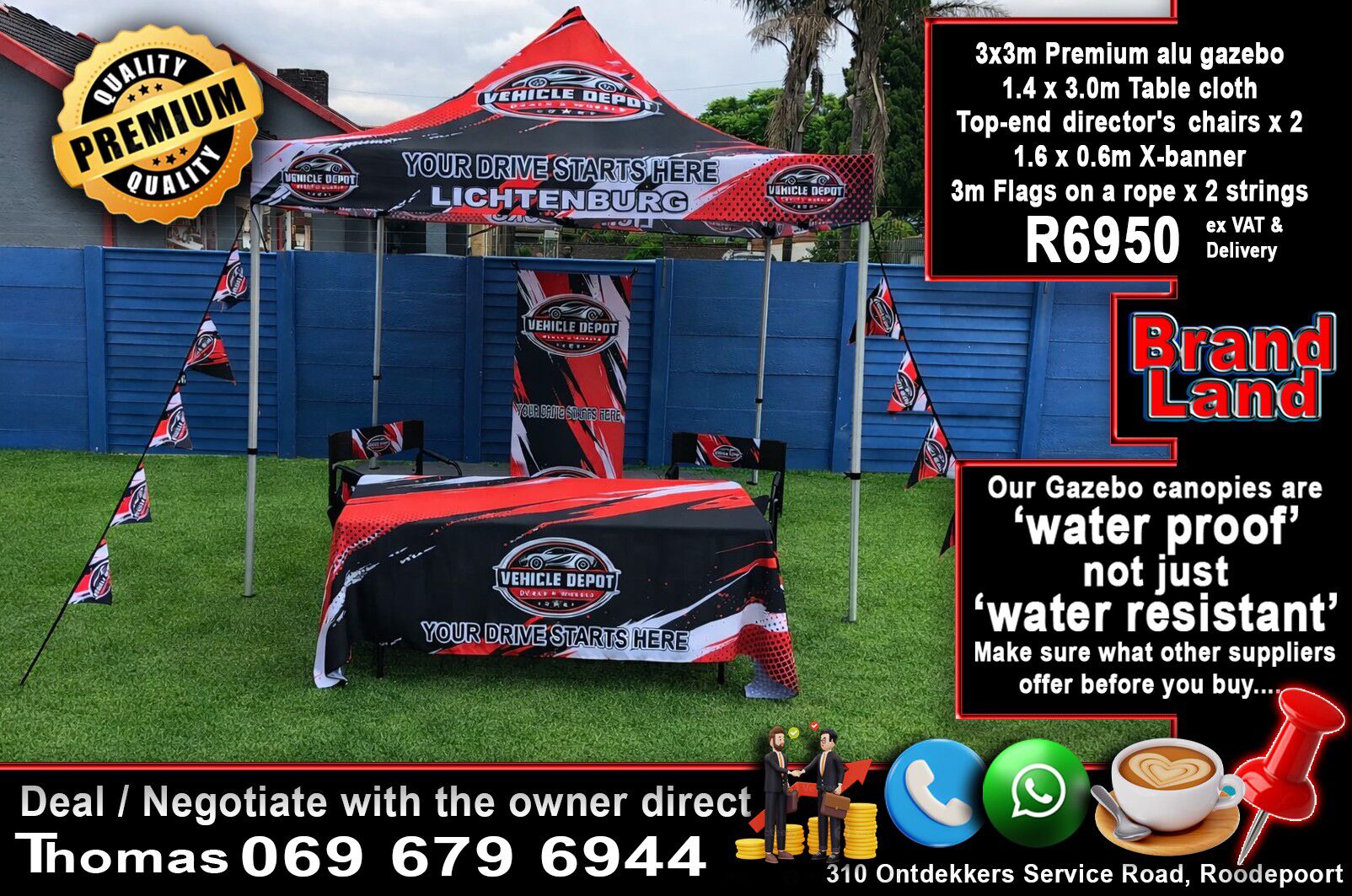 We manufacture branded gazebos, banners and flags. Buy your custom printed display products for indoor and outdoor events online